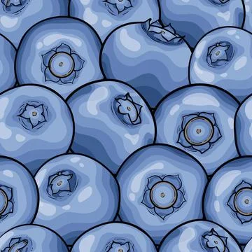 Seamless pattern blueberry background, symbol of summer. design holiday gre.. Stock Illustration