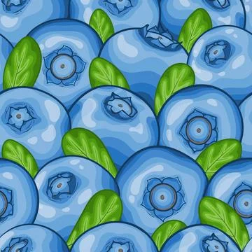 Seamless pattern blueberry background, symbol of summer. design holiday gre.. Stock Illustration