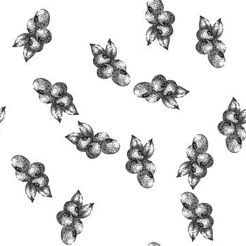 Seamless pattern blueberry blue forest sketch hand drawn 스톡 일러스트