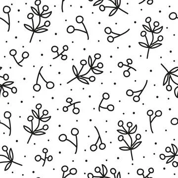 Seamless pattern with blueberry twigs. Stock Illustration