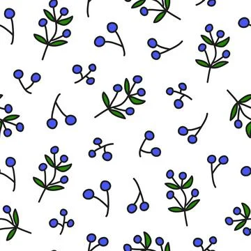 Seamless pattern with blueberry twigs. Stock Illustration