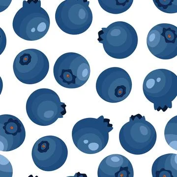 Seamless pattern with blueberry on white background. Natural fresh ripe tasty Stock Illustration