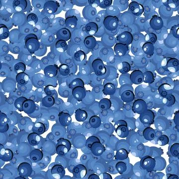 Seamless pattern with blueberry on white background. Natural fresh ripe tasty Stock Illustration