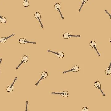 Seamless pattern bluegrass mandolin cartoon vector Stock Illustration
