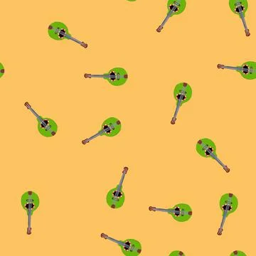 Seamless pattern bluegrass mandolin cartoon vector Stock Illustration