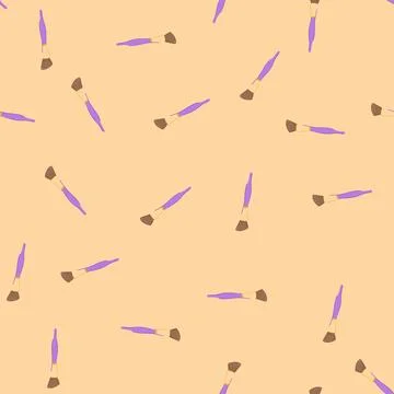 Seamless pattern blush cosmetic brush cartoon vector Stock Illustration