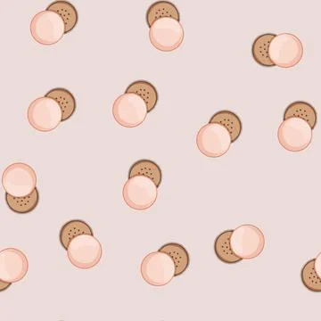 Seamless pattern blush powder cosmetic cartoon vector Stock Illustration