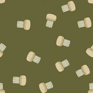 Seamless pattern boar mushroom brush cartoon vector Stock Illustration