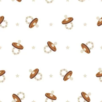 Seamless pattern with boho baby pacifiers. Hand drawn elements for nursery Stock Illustration