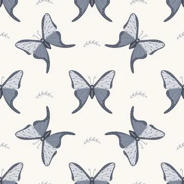 Seamless pattern with boho butterfly. Insect with celestial elements. Witch and Illustrazione stock