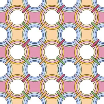 Seamless pattern with boho chain circle ornament. Vector doodle simple illust Stock Illustration