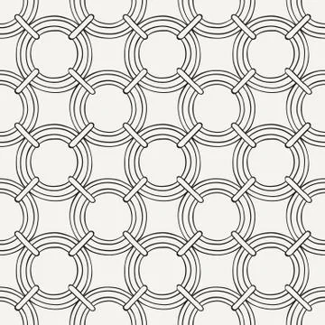 Seamless pattern with boho chain circle ornament. Vector doodle simple illust Stock Illustration