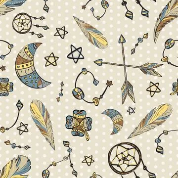Seamless pattern with boho elements Illustrazione stock