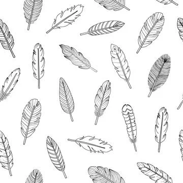 Seamless pattern with boho feathers. Stock Illustration