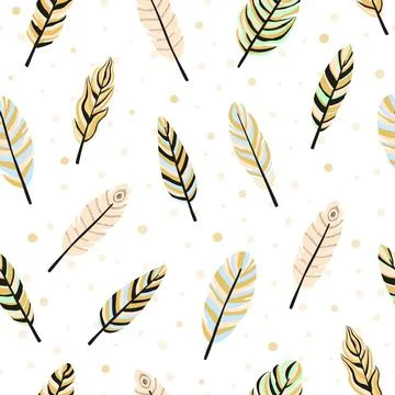 Seamless pattern with boho feathers. Stock Illustration