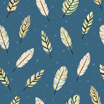 Seamless pattern with boho feathers. Stock-Illustration