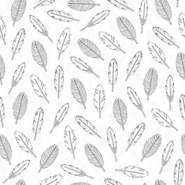 Seamless pattern with boho feathers. Stock Illustration