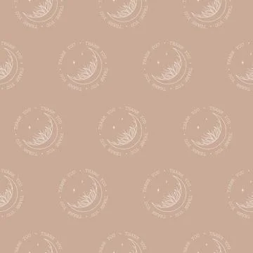 Seamless pattern with boho Thank you stickers. Thank you for your order Illustrazione stock