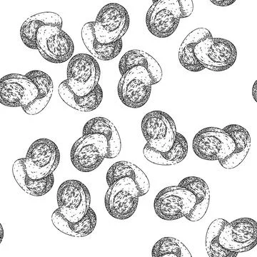 Seamless pattern boiled egg sketch hand drawn Stock Illustration