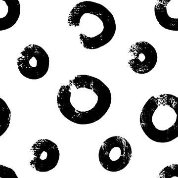 Seamless pattern with bold black sketch hand drawn brush scribble circles shape Stock Illustration