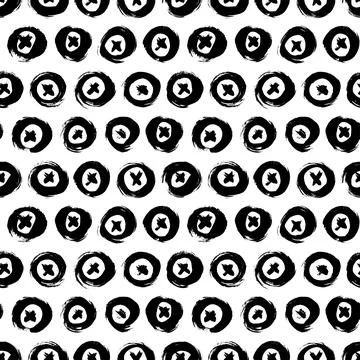 Seamless pattern with bold circles and crosses. イラスト素材