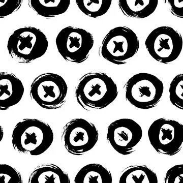Seamless pattern with bold circles and crosses. イラスト素材