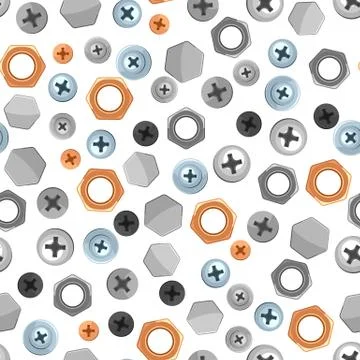 Seamless pattern with bolts nuts nails. Stock Illustration