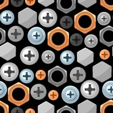 Seamless pattern with bolts nuts nails. Stock Illustration