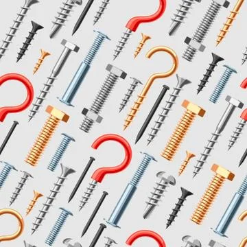 Seamless pattern with bolts nuts nails. Stock Illustration