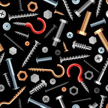 Seamless pattern with bolts nuts nails. Stock Illustration