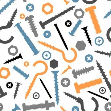 Seamless pattern with bolts nuts nails. Stock Illustration