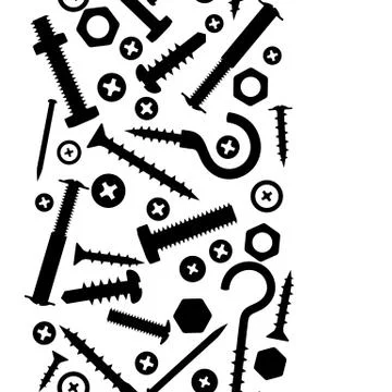 Seamless pattern with bolts nuts nails. Stock Illustration