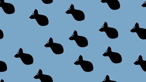 Seamless pattern of bombs on blue Stock-Illustration