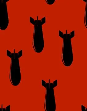 Seamless pattern of bombs on red Stockillustratie
