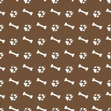 Seamless pattern with bones, dog tracks. Stock Illustration