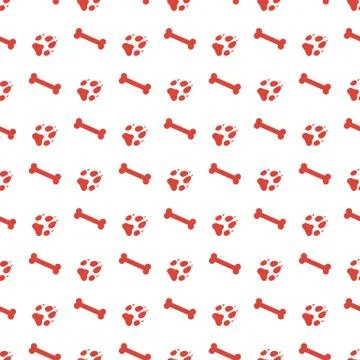 Seamless pattern with bones, dog tracks. Stock Illustration