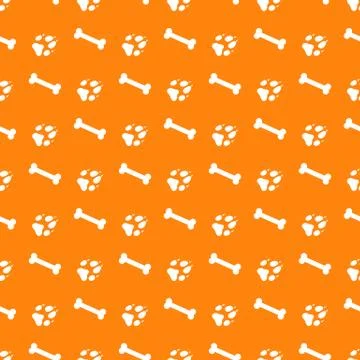 Seamless pattern with bones, dog tracks. Stock Illustration