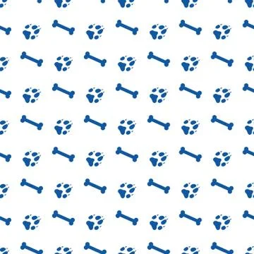Seamless pattern with bones, dog tracks. Stock Illustration