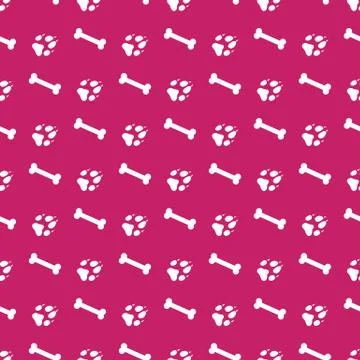 Seamless pattern with bones, dog tracks. Stock Illustration