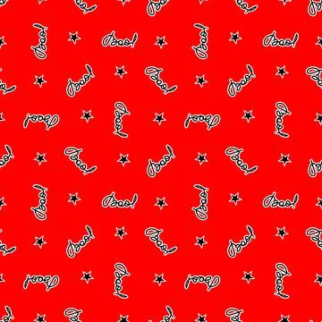Seamless pattern with Boo inscription. Illustrazione stock