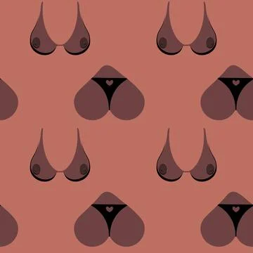 Seamless pattern, boobs and butt black girl, beautiful female body Stock Illustration