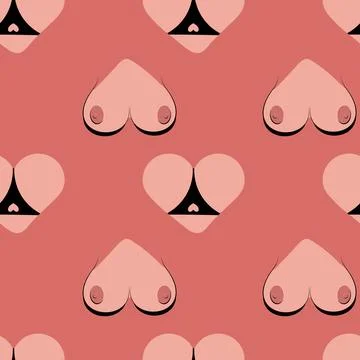 Seamless pattern, boobs and butt white girl, beautiful female body Stock Illustration