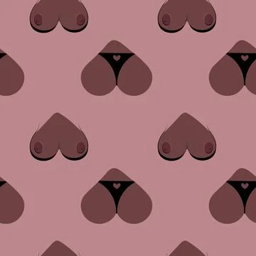 Seamless pattern, boobs and butt black girl, beautiful female body Stock Illustration