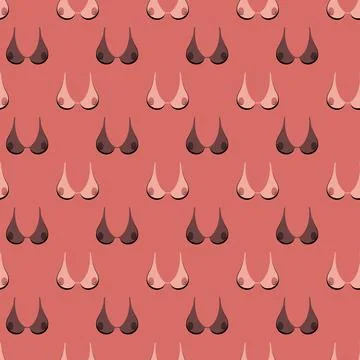 Seamless pattern, boobs black and white girl Stock Illustration