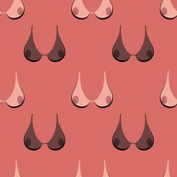 Seamless pattern, boobs black and white girl Stock Illustration