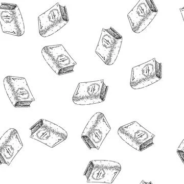 Seamless pattern book close sketch hand drawn Stock Illustration