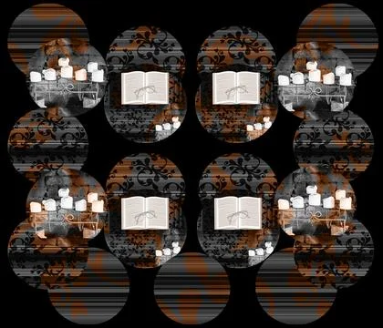 Seamless Pattern Of Book, Glasses, Candles And Scrolls In Contrasting Brown A Stock Illustration
