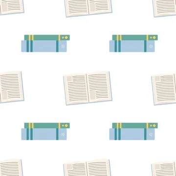 Seamless pattern book, notes, notebook library. Stock Illustration