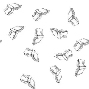 Seamless pattern book open sketch hand drawn Stock Illustration