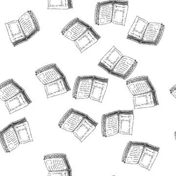 Seamless pattern book open sketch hand drawn Illustrazione stock